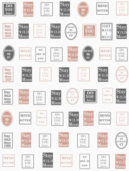 Nagelsticker - Aufkleber selbstklebend - Nail Sticker - rosegold schwarz Oval Wörter